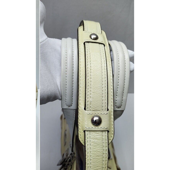 Coach Madison Beige Canvas Light Yellow Leather Trim Tote Shoulder Bag - Picture 6 of 13